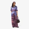 Pantalones oversize con estampado paisajístico para mujer