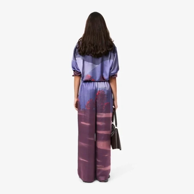 Pantalones oversize con estampado paisajístico para mujer
