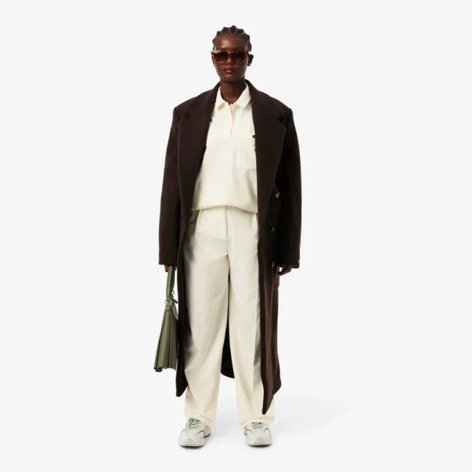 Pantalones oversize de franela plisados para mujer