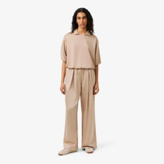 Pantalones oversize de satén con cintura elástica