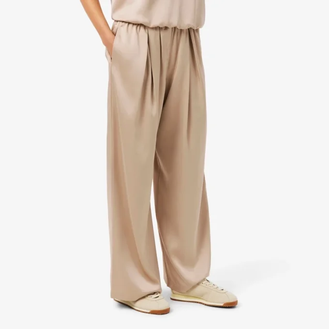 Pantalones oversize de satén con cintura elástica