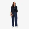 Pantalones plisados oversize de mezcla de lana para mujer
