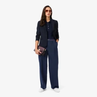 Pantalones plisados oversize de mezcla de lana para mujer