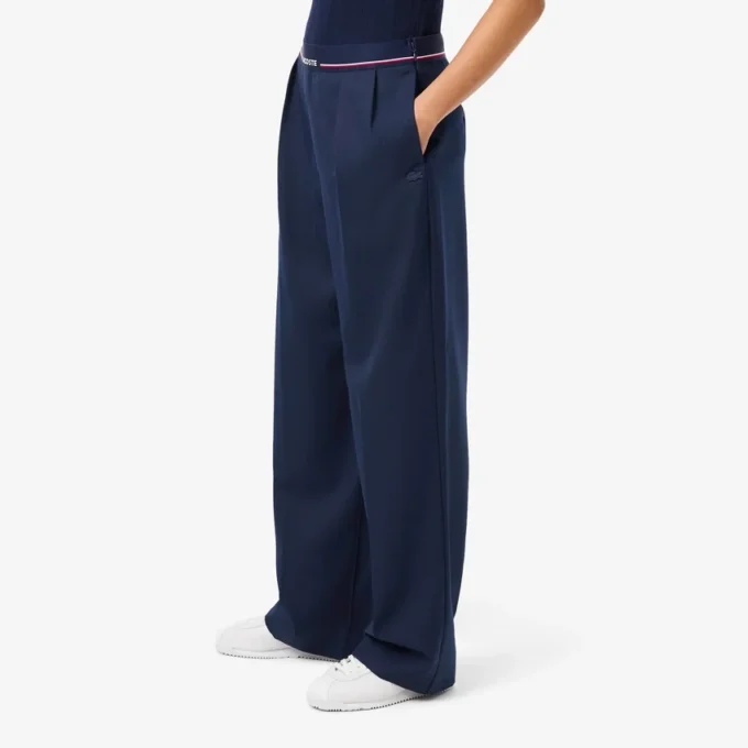 Pantalones plisados oversize de mezcla de lana para mujer