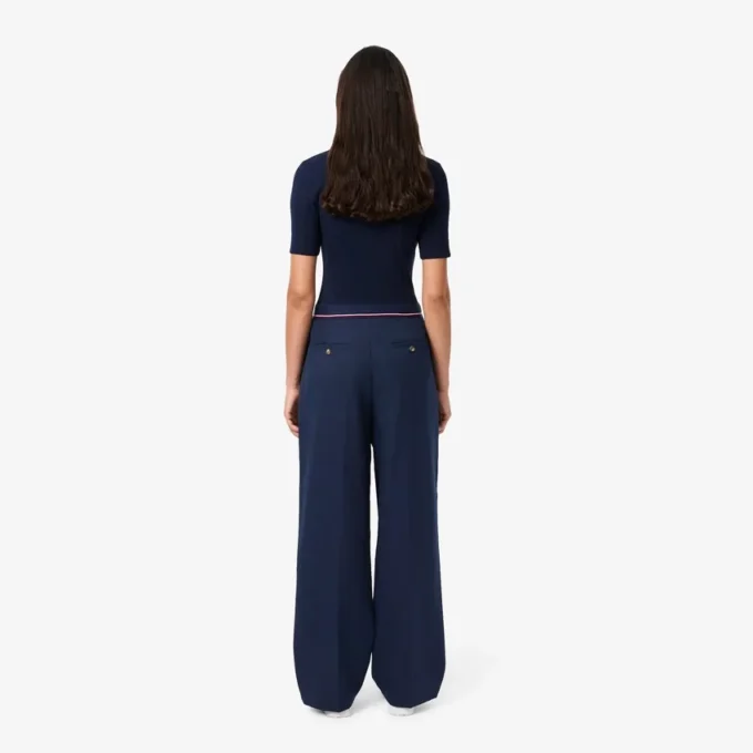 Pantalones plisados oversize de mezcla de lana para mujer