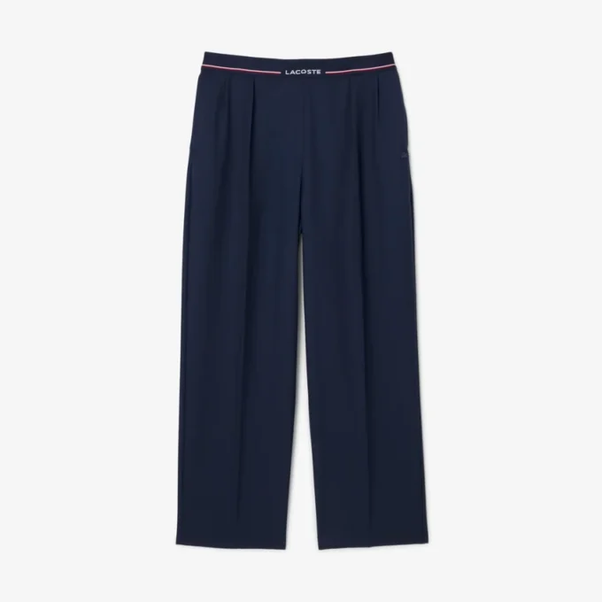 Pantalones plisados oversize de mezcla de lana para mujer