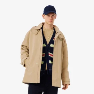 Parka con capucha repelente al agua de largo medio para hombre