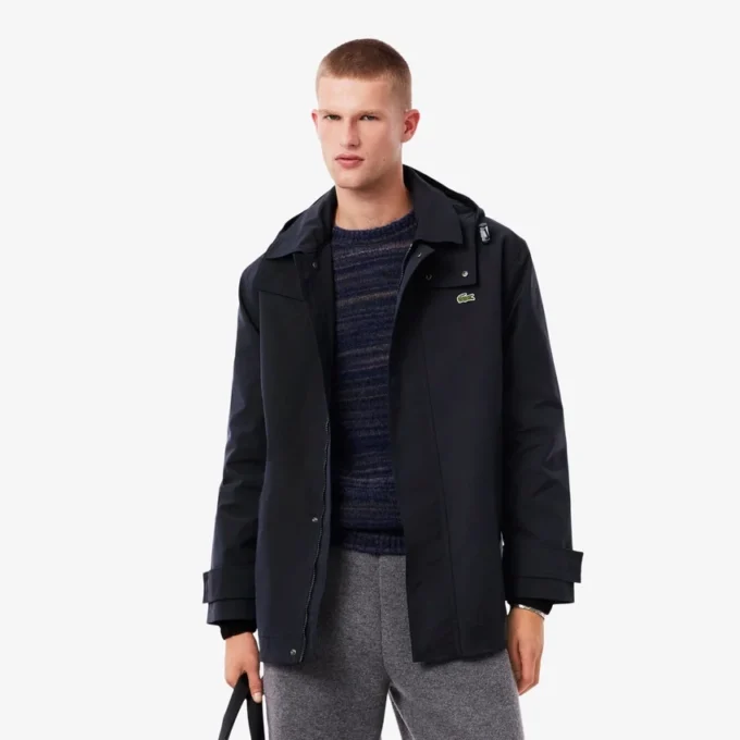 Parka con capucha repelente al agua de largo medio para hombre