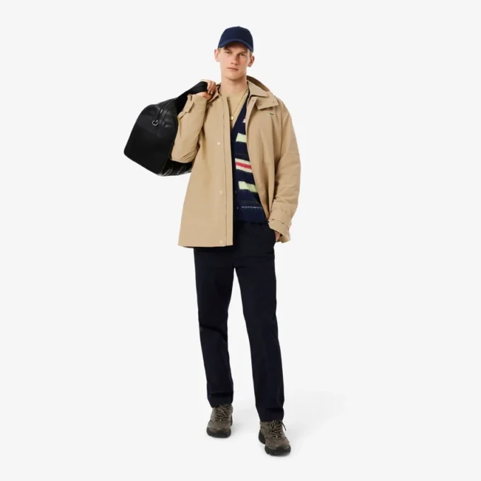 Parka con capucha repelente al agua de largo medio para hombre