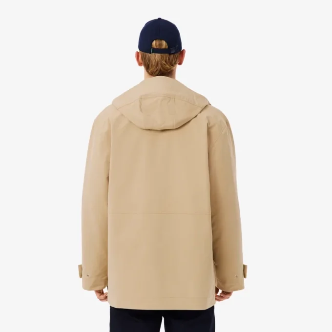 Parka con capucha repelente al agua de largo medio para hombre