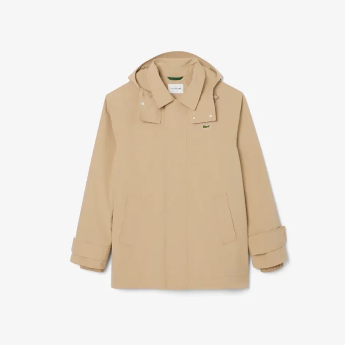 Parka con capucha repelente al agua de largo medio para hombre