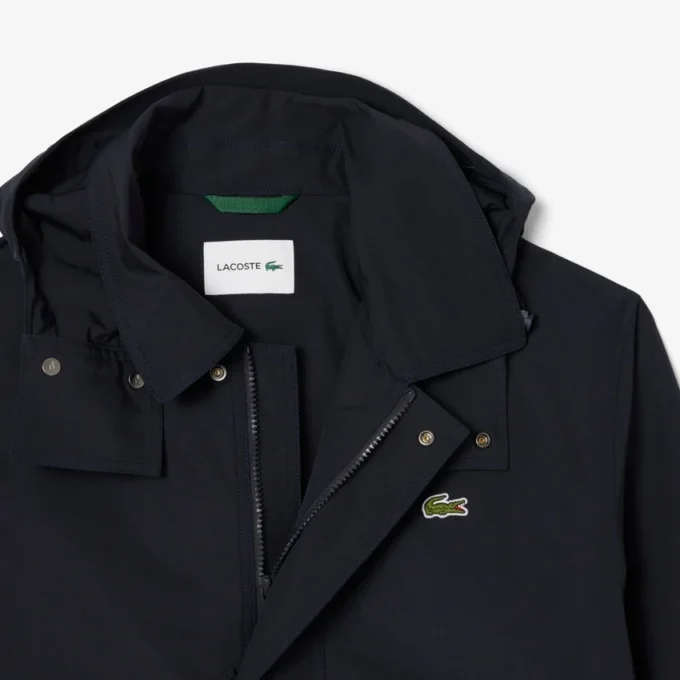 Parka con capucha repelente al agua de largo medio para hombre