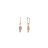 Pendientes de oro con colgante de cocodrilo de cristal rosa