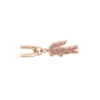 Pendientes de oro con colgante de cocodrilo de cristal rosa