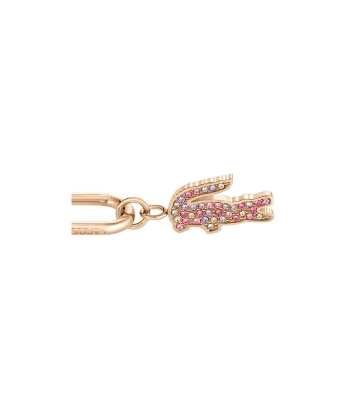Pendientes de oro con colgante de cocodrilo de cristal rosa