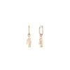 Pendientes de oro con colgante de cocodrilo de cristal rosa