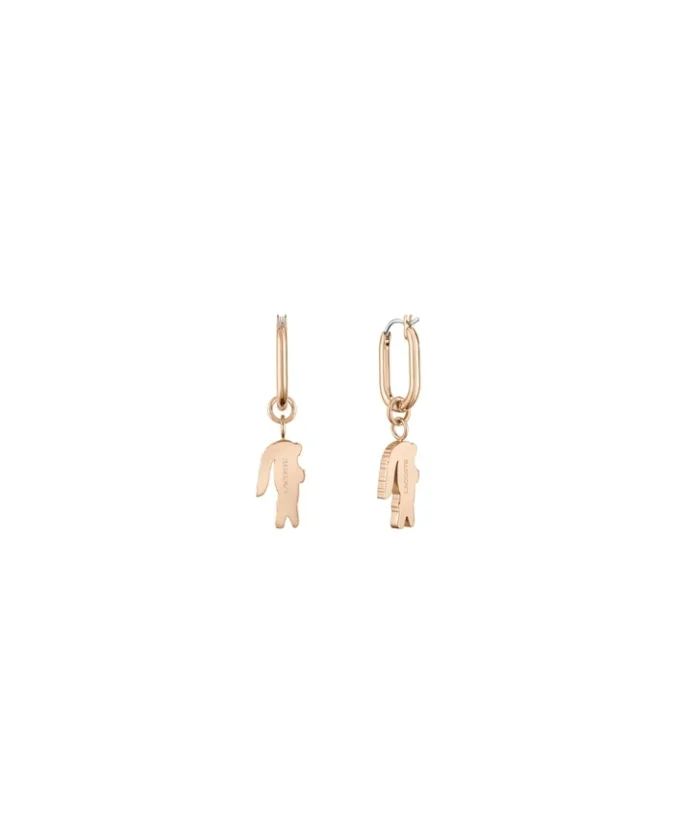 Pendientes de oro con colgante de cocodrilo de cristal rosa