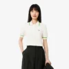 Polo corto de algodón elástico sin costuras 3D para mujer