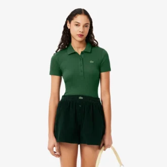 Polo de algodón acanalado L.12.D de corte entallado para mujer