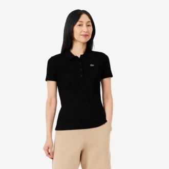 Polo de algodón acanalado L.12.D de corte entallado para mujer