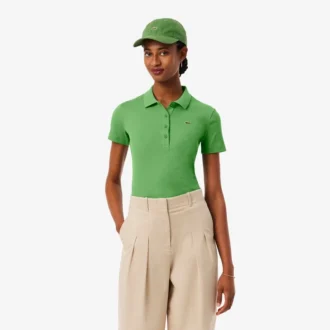 Polo de algodón acanalado L.12.D de corte entallado para mujer
