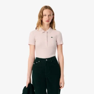 Polo de algodón acanalado L.12.D de corte entallado para mujer