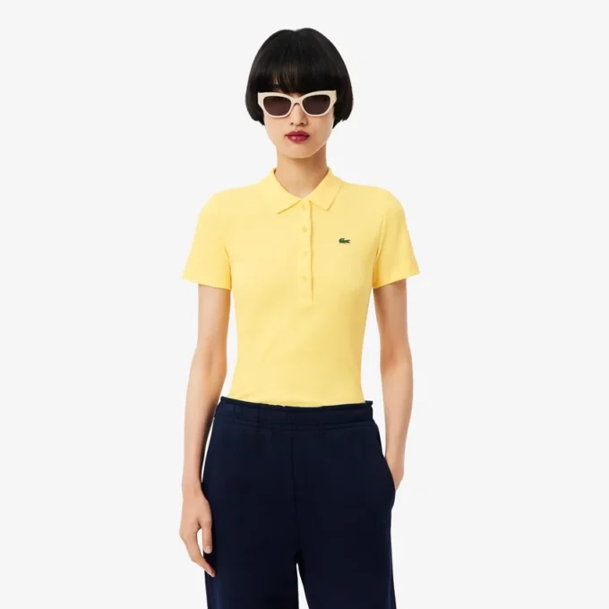 Polo de algodón acanalado L.12.D de corte entallado para mujer