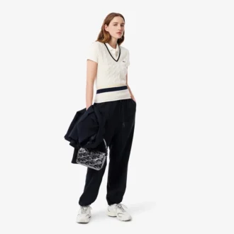 Polo de algodón acanalado L.12.D de corte entallado para mujer