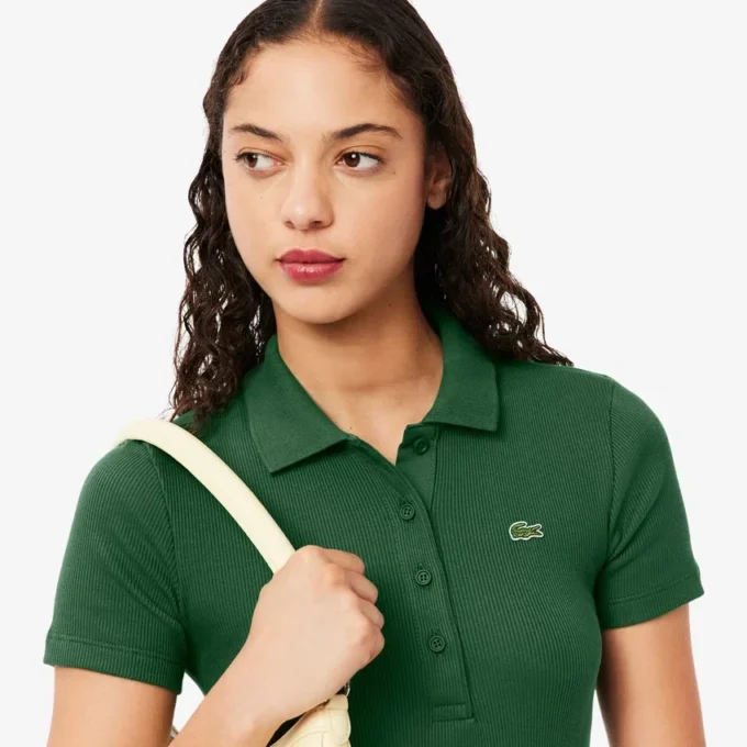 Polo de algodón acanalado L.12.D de corte entallado para mujer