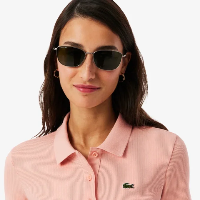 Polo de algodón acanalado L.12.D de corte entallado para mujer
