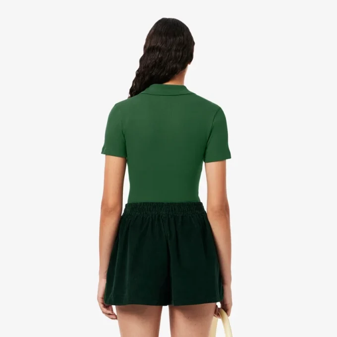 Polo de algodón acanalado L.12.D de corte entallado para mujer