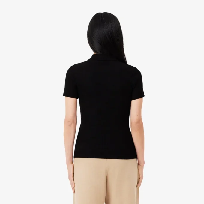 Polo de algodón acanalado L.12.D de corte entallado para mujer