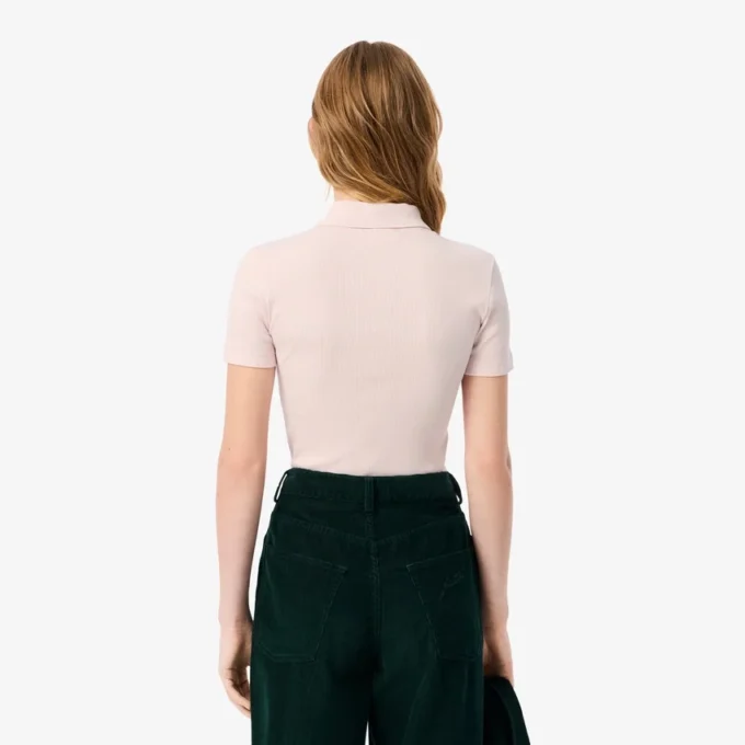 Polo de algodón acanalado L.12.D de corte entallado para mujer