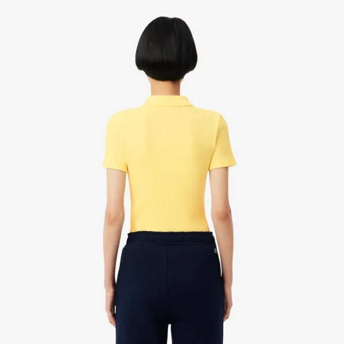 Polo de algodón acanalado L.12.D de corte entallado para mujer