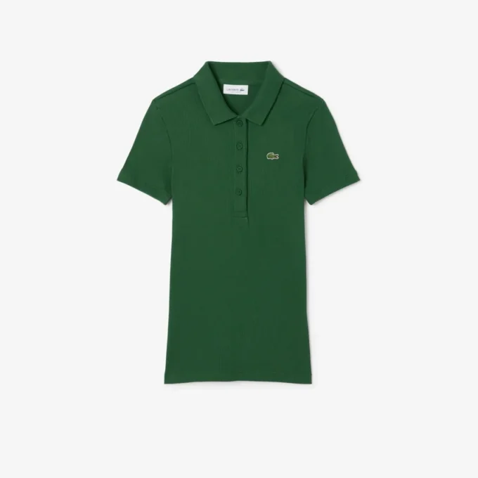 Polo de algodón acanalado L.12.D de corte entallado para mujer