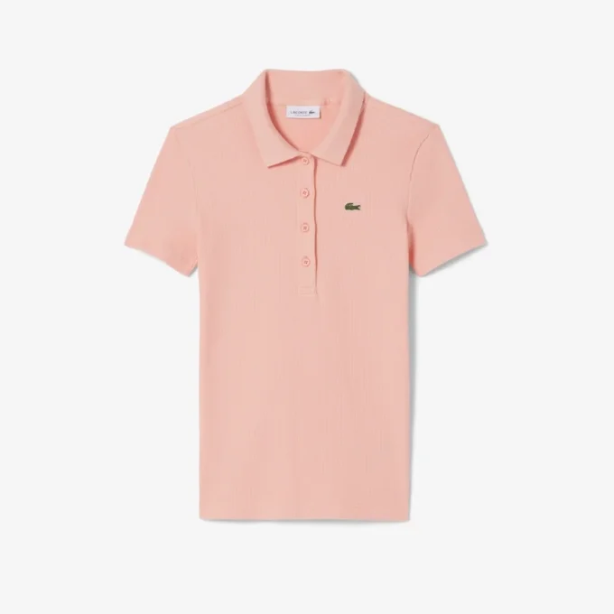 Polo de algodón acanalado L.12.D de corte entallado para mujer