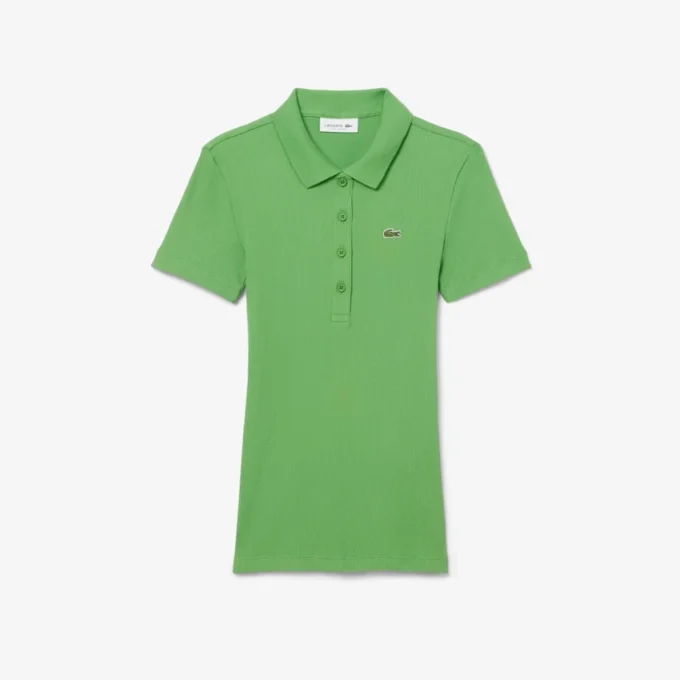 Polo de algodón acanalado L.12.D de corte entallado para mujer