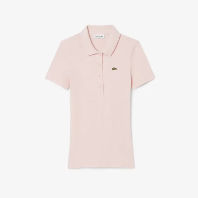 Polo de algodón acanalado L.12.D de corte entallado para mujer