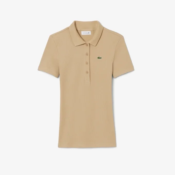 Polo de algodón acanalado L.12.D de corte entallado para mujer