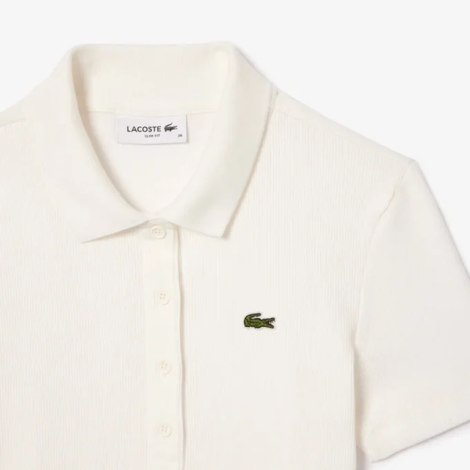 Polo de algodón acanalado L.12.D de corte entallado para mujer