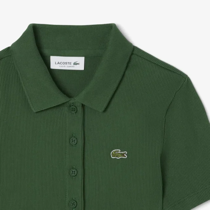 Polo de algodón acanalado L.12.D de corte entallado para mujer