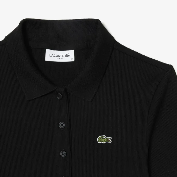 Polo de algodón acanalado L.12.D de corte entallado para mujer