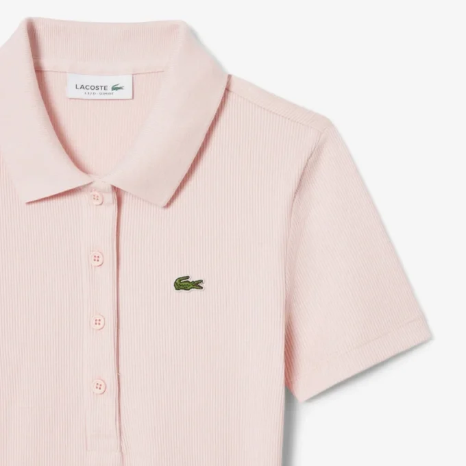 Polo de algodón acanalado L.12.D de corte entallado para mujer