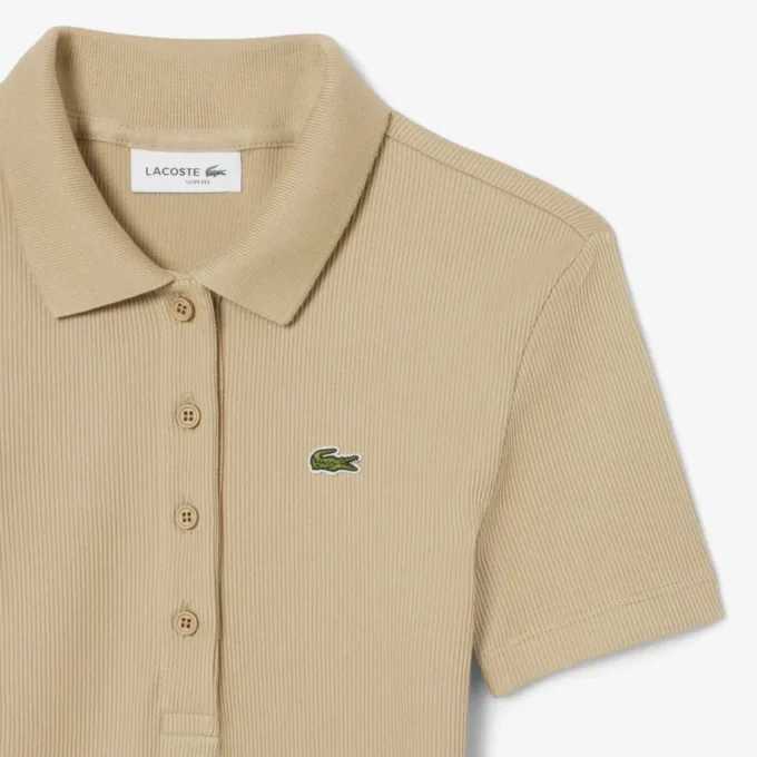 Polo de algodón acanalado L.12.D de corte entallado para mujer