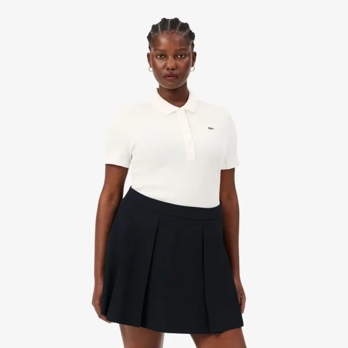 Polo de algodón acanalado L.12.D de corte entallado para mujer