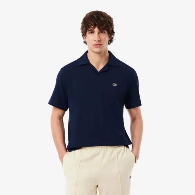 Polo de algodón y lino de corte clásico