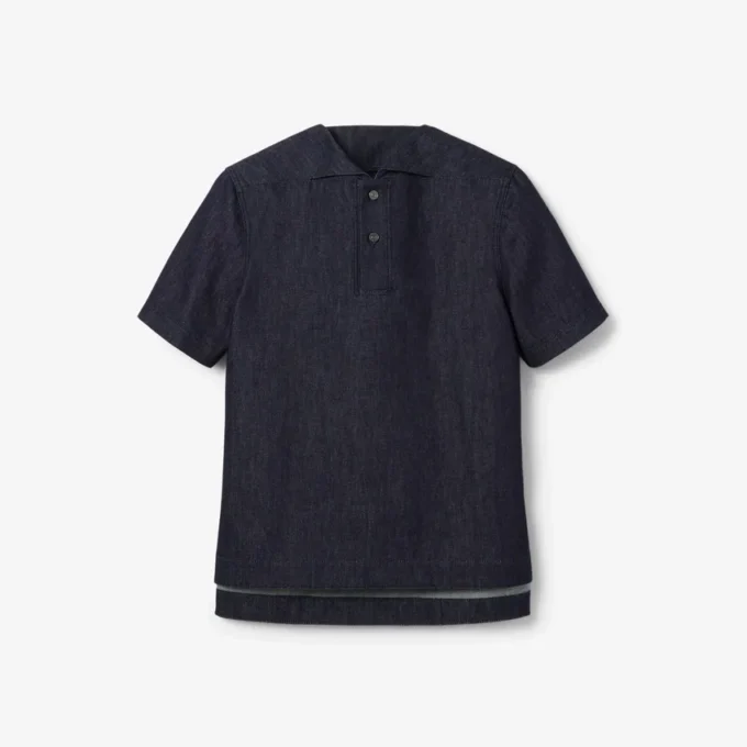 Polo de denim de corte holgado de pasarela