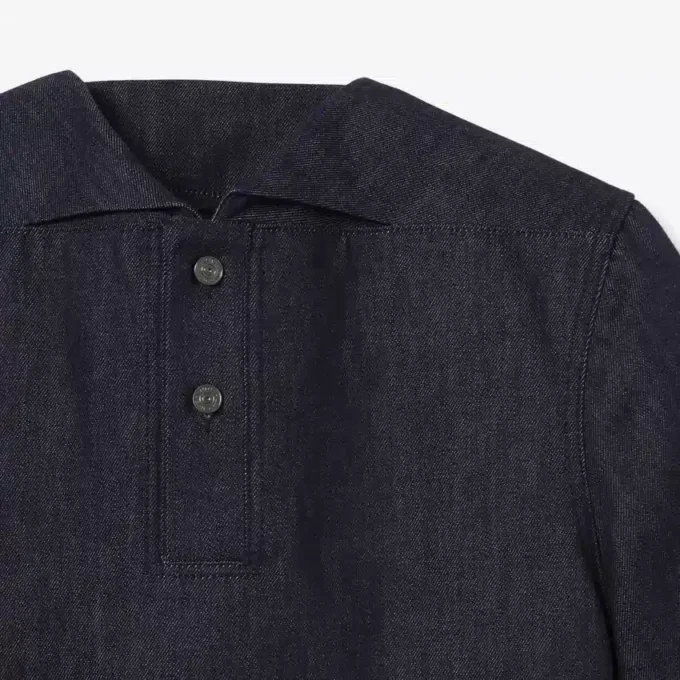 Polo de denim de corte holgado de pasarela