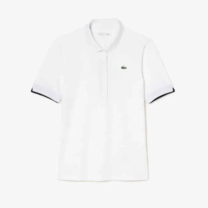 Polo de golf elástico con protección UV y corte entallado para mujer