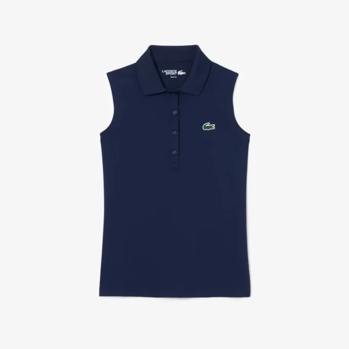 Polo de golf elástico con protección UV y corte entallado para mujer
